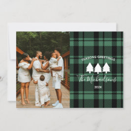 Modernes Kariertes grün-schwarzes Foto Feiertagskarte