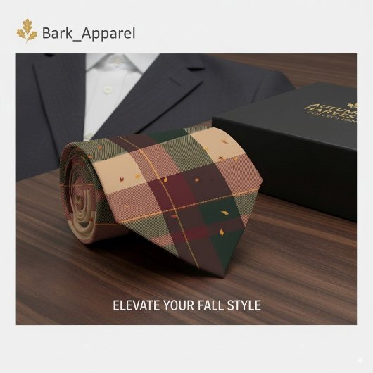 Modernes Kariertes Herbstdesign mit sinkenden Blät Krawatte