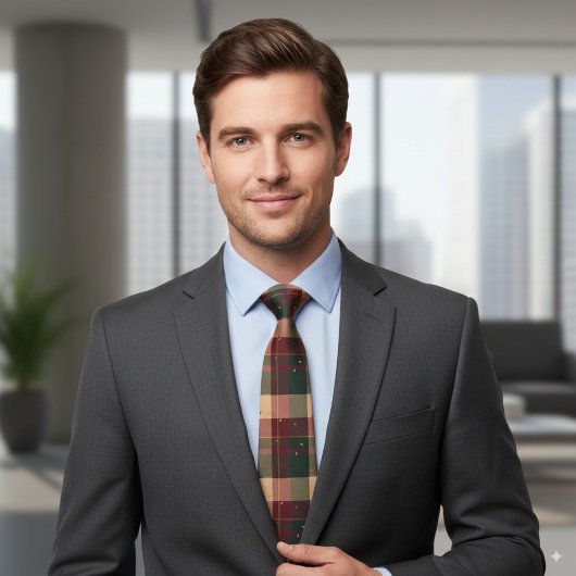 Modernes Kariertes Herbstdesign mit sinkenden Blät Krawatte