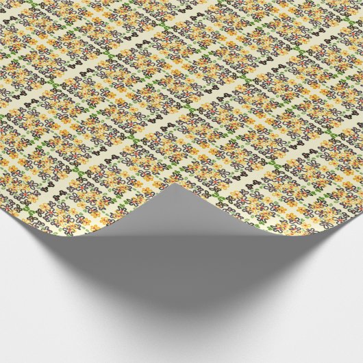 Modernes kariertes mit Blumenabstraktes Geschenkpapier (Ecke)