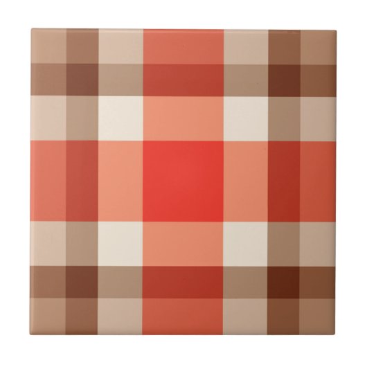 Modernes Kariertes Mittelalter, Korallenorange, Br Fliese (Vorderseite)