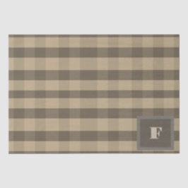 Modernes Kariertes Monogramm Braun Beige Seidenpapier