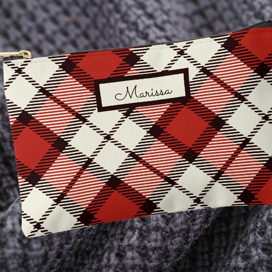 Modernes Kariertes Monogramm Zubehörtasche