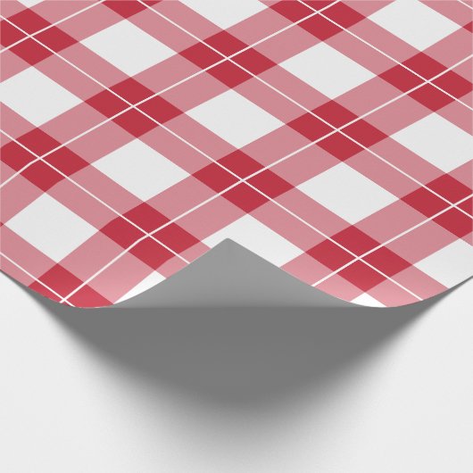 Modernes Kariertes Muster in Rot und Weiß Geschenkpapier (Ecke)