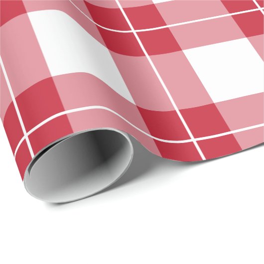 Modernes Kariertes Muster in Rot und Weiß Geschenkpapier (Rolleneckpunkt)