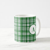 Modernes Kariertes Muster in Weiß und Grün Kaffeetasse (VorderseiteRechts)