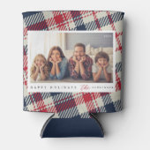 Modernes Kariertes Muster Weihnachts-Custom-Family Dosenkühler (Vorderseite)