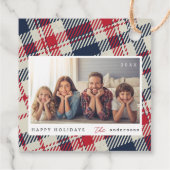 Modernes Kariertes Muster Weihnachts-Custom-Family Geschenkanhänger (Rückseite)