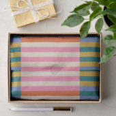 Modernes Kariertes Orange, Rosa, Blau und Grün Seidenpapier (Geschenk)