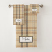 Modernes Kariertes Parchment Badetuch Set (Insitu)