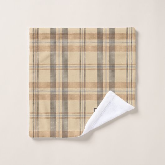 Modernes Kariertes Parchment Badetuch Set (Waschlappen)