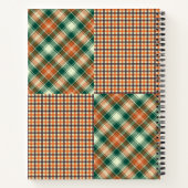 Modernes, Kariertes, Personalisiertes Grünes Orang Notizblock (Rückseite)