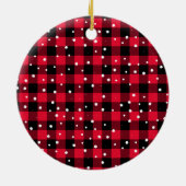 Modernes Kariertes Personalisiertes Tier Foto & Na Keramik Ornament (Hinten)