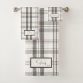 Modernes Kariertes Porzellan Weiß Badhandtuch Set (Insitu)