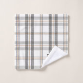Modernes Kariertes Porzellan Weiß Badhandtuch Set (Waschlappen)