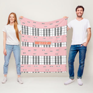 Modernes Kariertes Rosa und Weiß Fleecedecke
