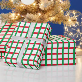 Modernes kariertes Rot-Weiß-Gitter Weihnachten Geschenkpapier