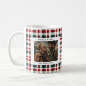 Modernes Kariertes Rustikales Monogramm Foto Weihn Kaffeetasse (Links)