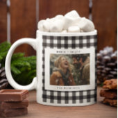 Modernes Kariertes Rustikales Monogramm Foto Weihn Kaffeetasse