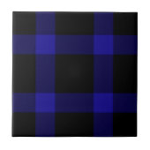 Modernes Kariertes Schwarz-Blau-Tartan-Muster Fliese (Vorderseite)