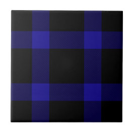 Modernes Kariertes Schwarz-Blau-Tartan-Muster Fliese