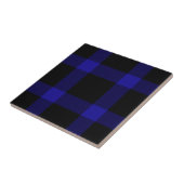 Modernes Kariertes Schwarz-Blau-Tartan-Muster Fliese (Seite)