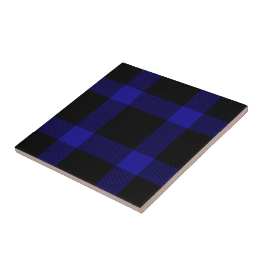 Modernes Kariertes Schwarz-Blau-Tartan-Muster Fliese (Seite)