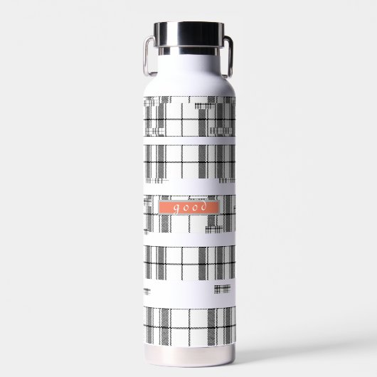 Modernes Kariertes Schwarz und Weiß Trinkflasche (Vorne)