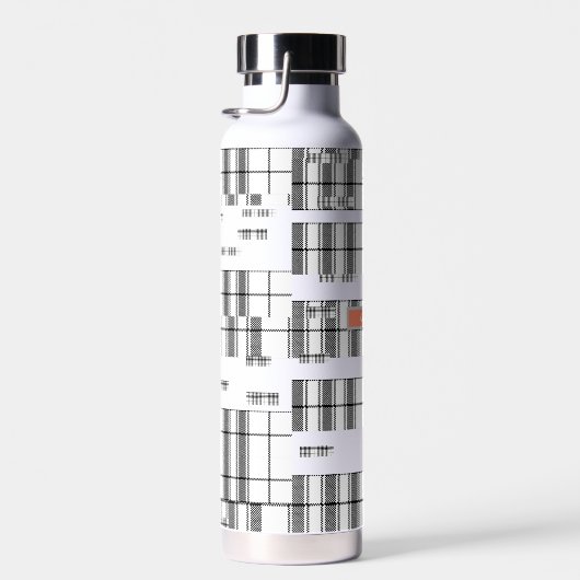 Modernes Kariertes Schwarz und Weiß Trinkflasche (Rechts)