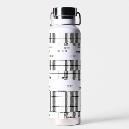 Modernes Kariertes Schwarz und Weiß Trinkflasche (Rückseite)