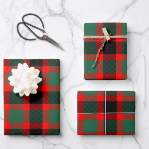 Modernes Kariertes Tartan-Muster Geschenkpapier Set