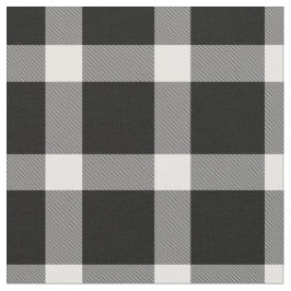 Modernes Kariertes Tartan-Muster in Schwarz und We Stoff