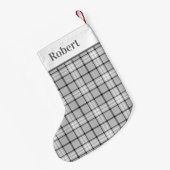 Modernes Kariertes Tartan-Muster mit Name Kleiner Weihnachtsstrumpf (Rückseite (Hängend))