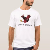 Modernes Kariertes Textureichhörnchen und Acorn T-Shirt (Vorderseite)