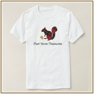 Modernes Kariertes Textureichhörnchen und Acorn T-Shirt