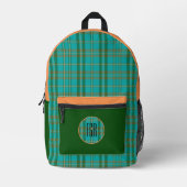 Modernes Kariertes Türkisblau Bedruckter Rucksack (Vorderseite)