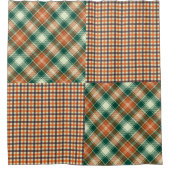 Modernes Kariertes und kontrolliertes Orange Duschvorhang (Vorderseite)