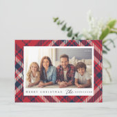 Modernes Kariertes Weihnachts-Custom-Foto Feiertagskarte (Stehend Vorderseite)