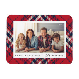 Modernes Kariertes Weihnachts-Custom-Foto Magnet
