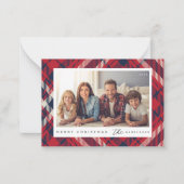 Modernes Kariertes Weihnachts-Custom-Foto Mitteilungskarte (Vorderseite)