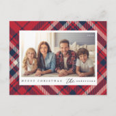 Modernes Kariertes Weihnachts-Custom-Foto Postkarte (Vorderseite)