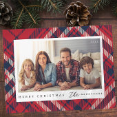 Modernes Kariertes Weihnachts-Custom-Foto Postkarte