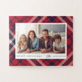 Modernes Kariertes Weihnachts-Custom-Foto Puzzle (Horizontal)