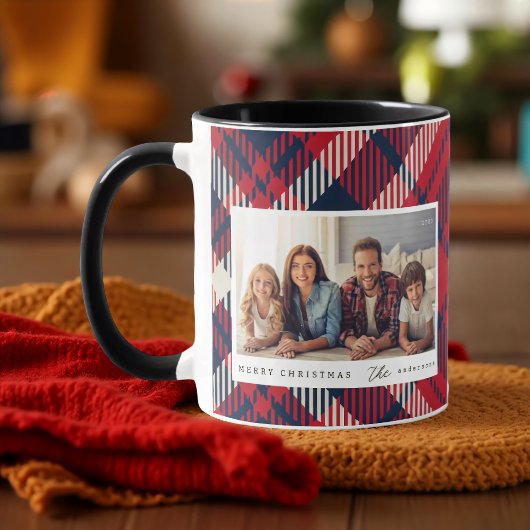 Modernes Kariertes Weihnachts-Custom-Foto Tasse