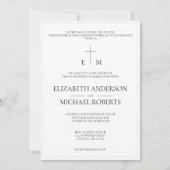 Modernes katholisches Foto B&W Cross Wedding Einladung (Vorderseite)