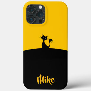 Modernes Katzen-Haustier-schwarze u. gelbe Case-Mate iPhone Hülle