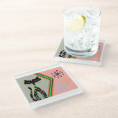 Modernes Katzengetränk aus dem 19. Jahrhundert Glasuntersetzer (Schrägansicht)