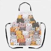 Modernes Katzenmuster Personalisiert Schürze (Vorderseite)