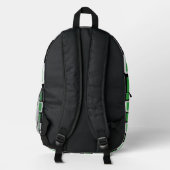 Modernes Kelly Green & Black Geometric Backpack Bedruckter Rucksack (Rückseite)