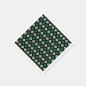 Modernes Kelly Green & White Raute Muster auf Schw Serviette (Ecke)